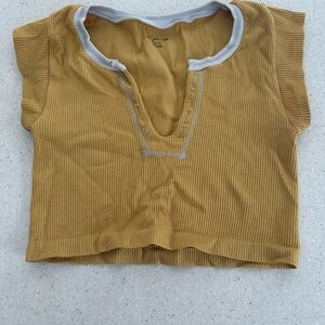 Urban Outfitters Out from Under Medium Ribbed Cropped Top! Mustard Yellow.